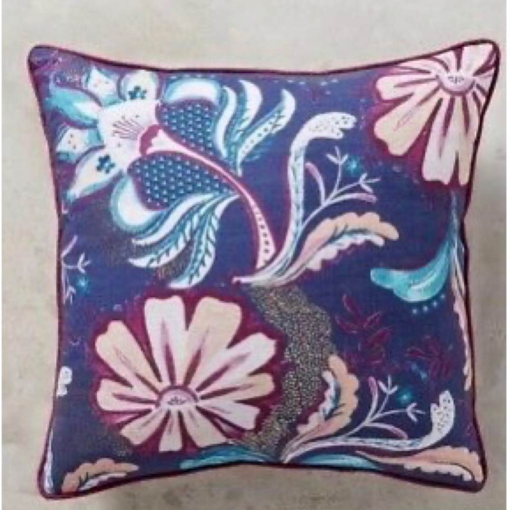 New Anthropologie Dianthe Blue Purple Decor Pillow - Picture 5 of 5